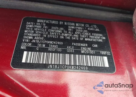 2019 Nissan Rogue Sport S z USA, uszkodzony, nr VIN JN1BJ1CP0KW242469